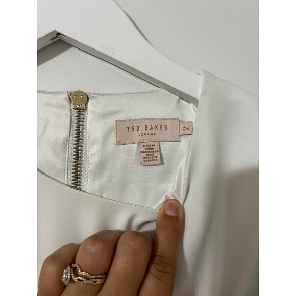 Ted Baker White Floral London Marzy Elegance Bow A-Line Dress Size 2 - Picture 4 of 7